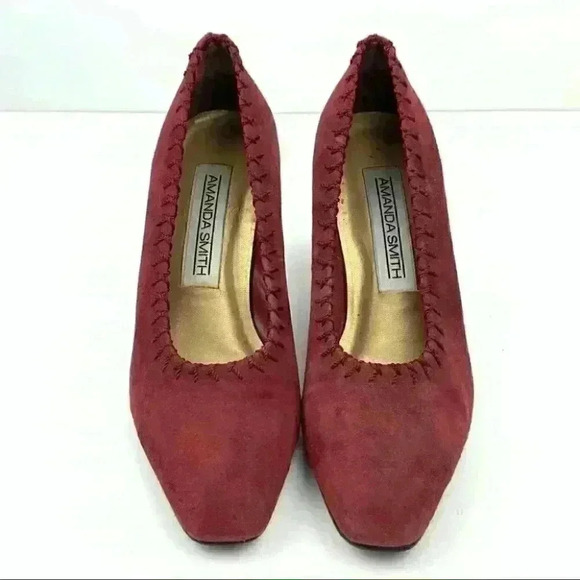 Amanda Smith heels Marilyn sz 7 burgundy kid suede - Picture 4 of 15